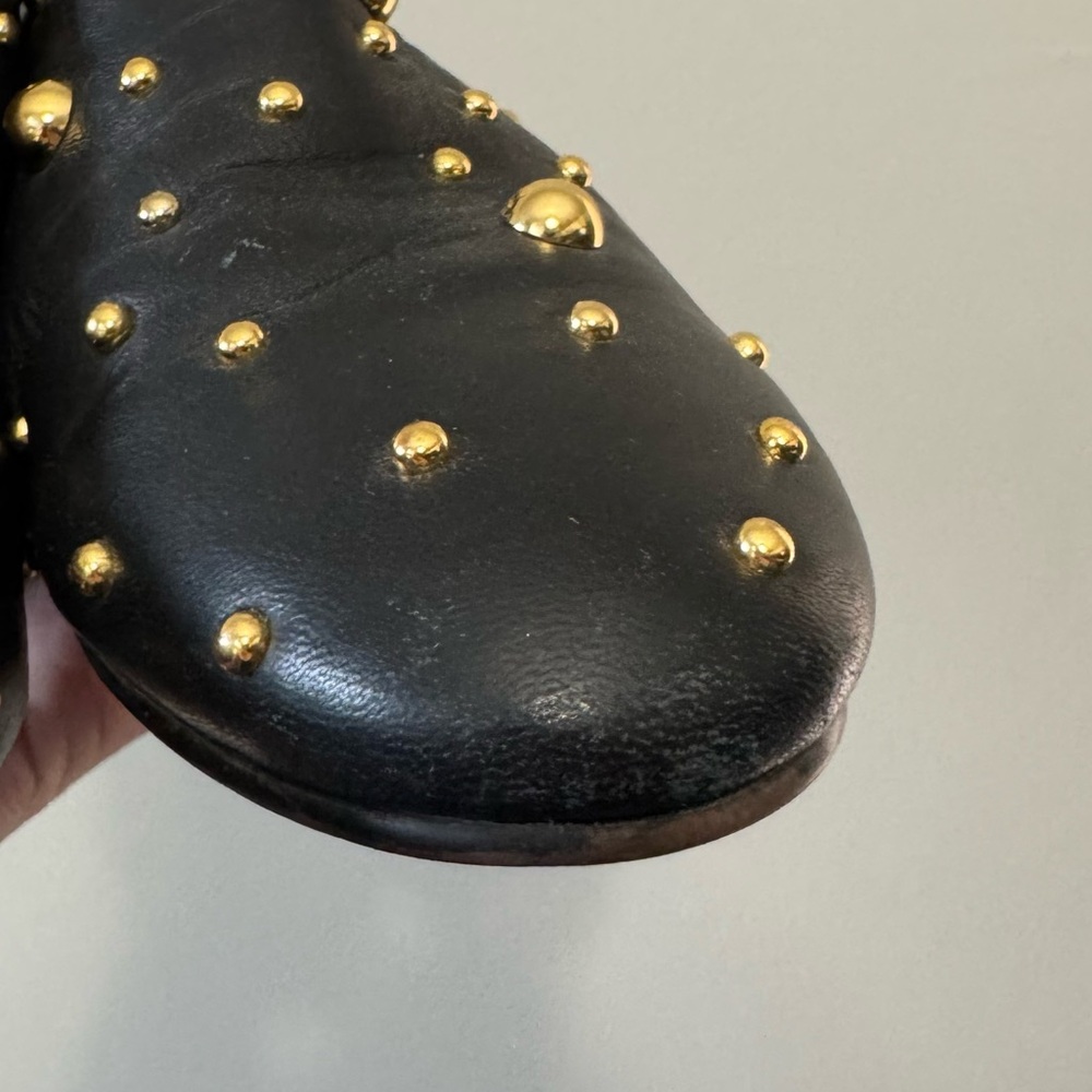 See By Chloe Gold studded black leather Mule slip on flats - missing studs - Picture 11 of 13